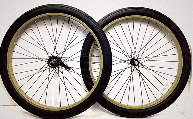 26" Bicycle Gold Wheel Set Front Rear 2.30" Tires Mountain Cruiser Bike #B7