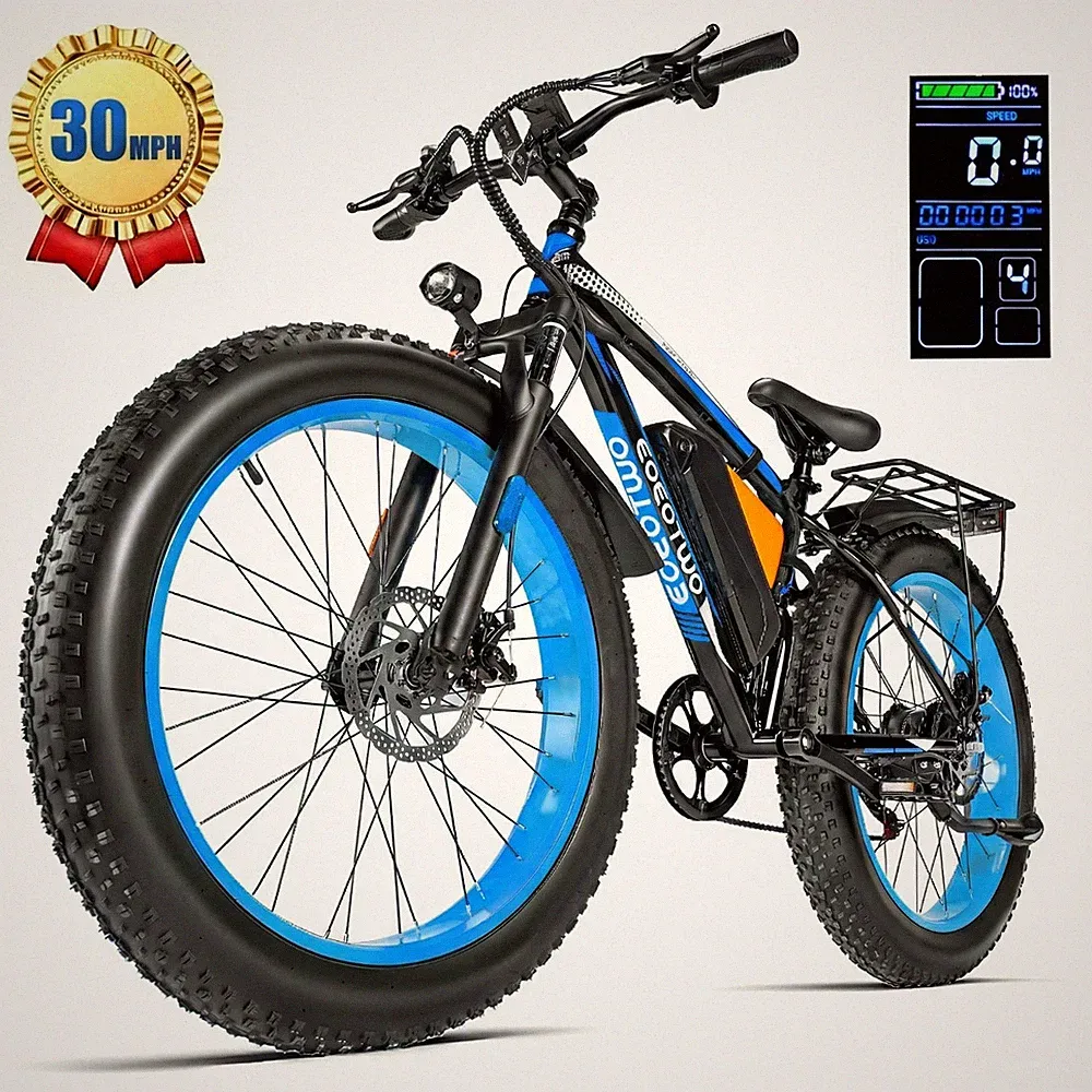 26" Fat Tire Electric Bike for Adults 30MPH 70Miles Off Road Mountain Bicycle