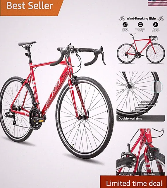 City Commuter HILAND 700c Road Bike - Ultra Lightweight 14-Speed Aluminum Design