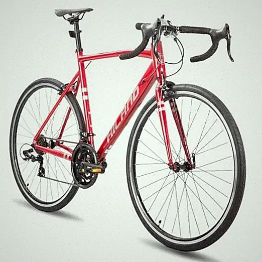 HILAND 700c Road Bike 14 Speed, Aluminum Frame Racing Bike, City Medium red