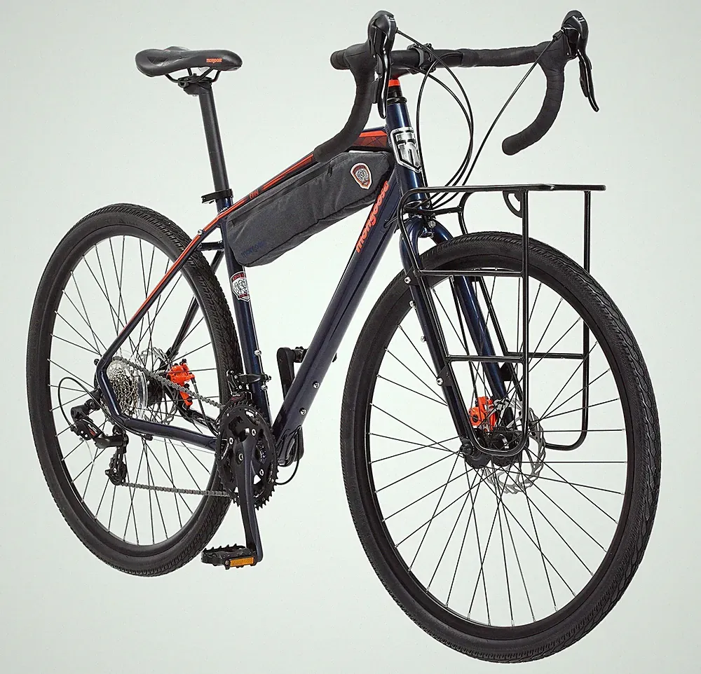 Mongoose Men's Elroy Adventure Bike 700C Wheel Bicycle, Blue, 54cm frame size