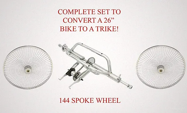 ORIGINAL! NEW!! 26" CP/BLK COMPLETE SET TO CONVERT A 26" BIKE TO A TRIKE! ALMOST