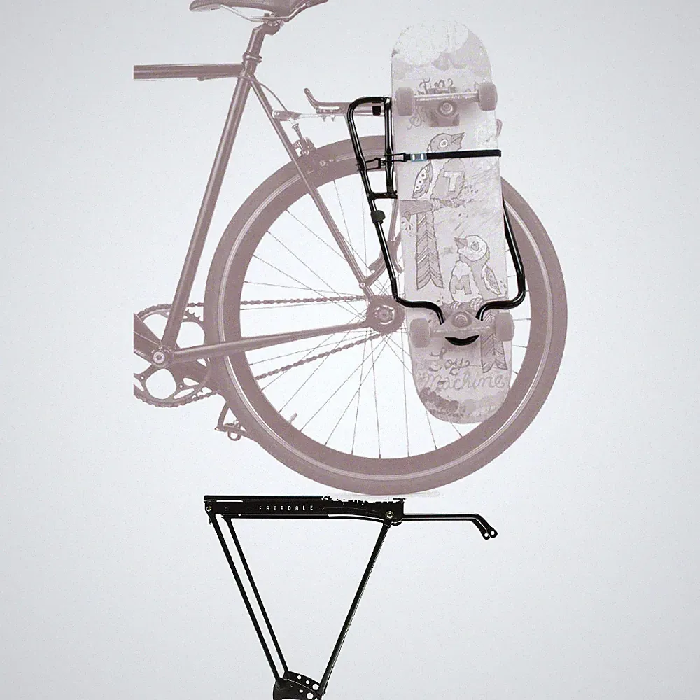 Premium Black Bicycle Cargo and Skateboard Rack Bundle Adjustable Rear Cargo