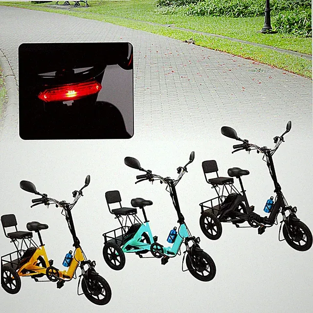 Three Wheel Electric Tricycle for Adults 3 Wheel Motorized Folding E-Bike NEW