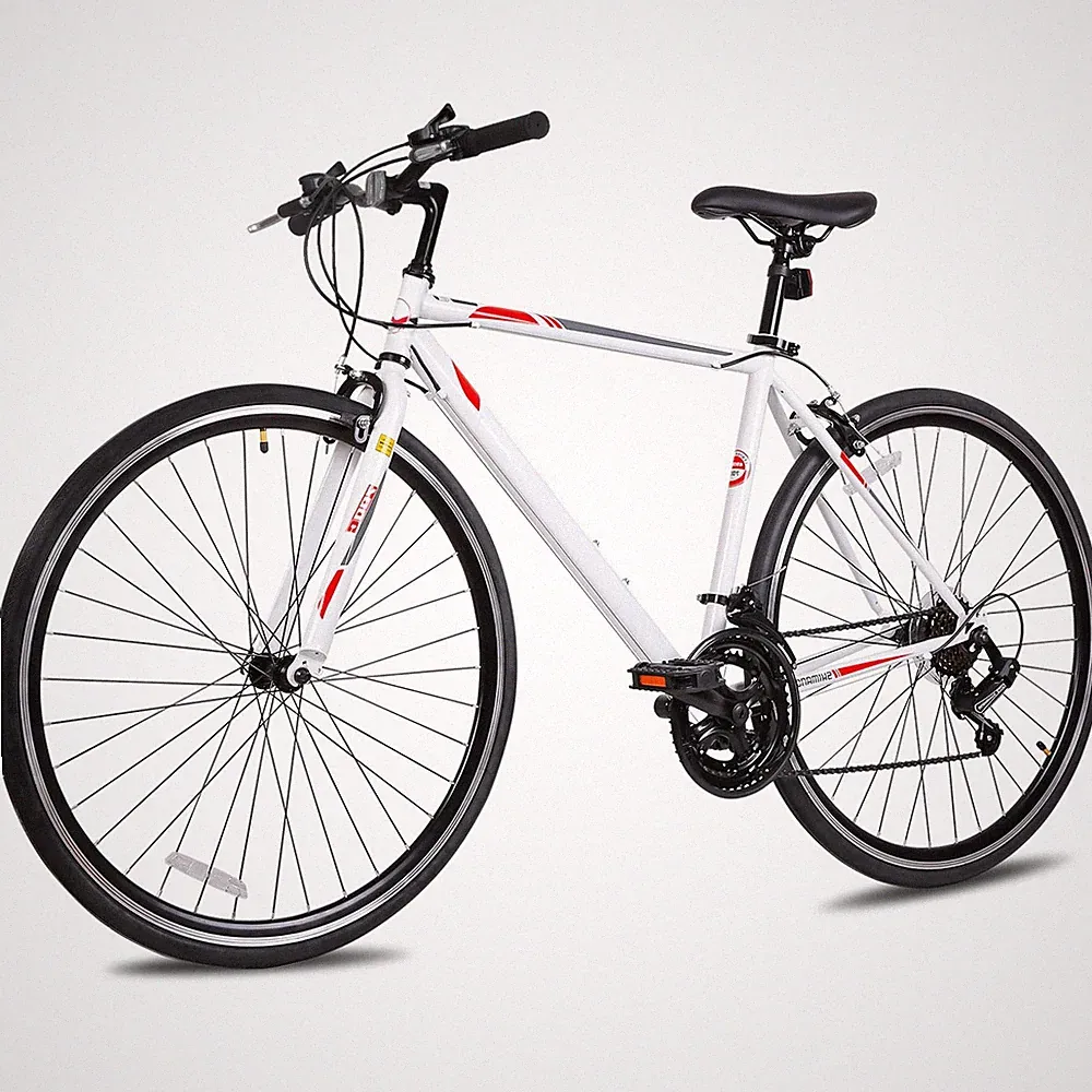 WEIZE 700C Hybrid Bike for Adults 14 Speed Racing Road Bike Caliper Brake White